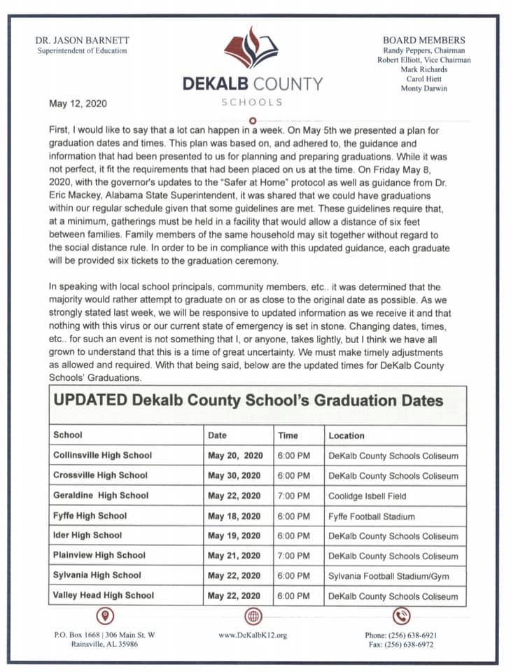 Dekalb County Schools Move Graduations Back To May, With Short Notice