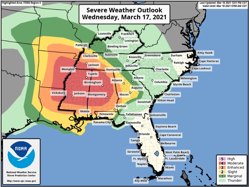 Major Severe Weather Outbreak On Wednesday High Risk Possible Wvsm Digital Online News 9280